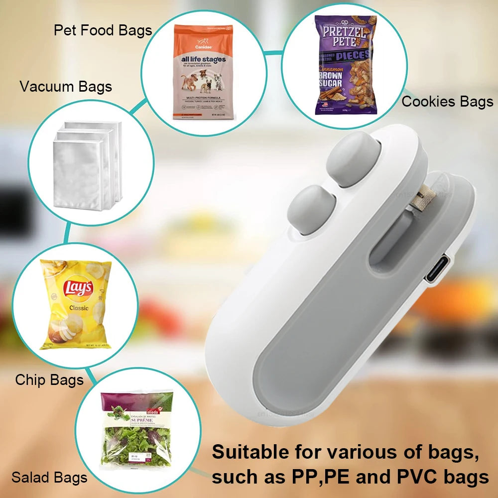 Mini Plastic Bag Sealer Rechargeable 2 in 1