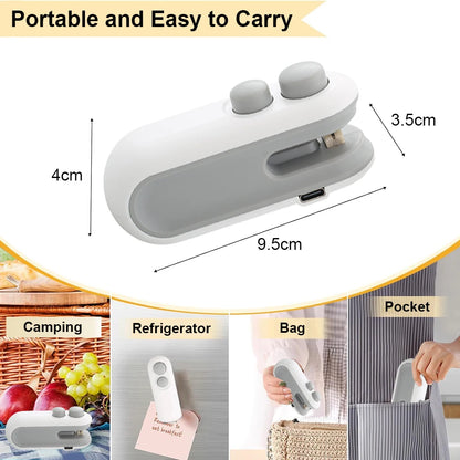 Mini Plastic Bag Sealer Rechargeable 2 in 1