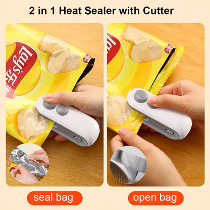 Mini Plastic Bag Sealer Rechargeable 2 in 1