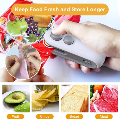 Mini Plastic Bag Sealer Rechargeable 2 in 1